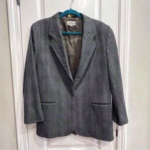 L.L. Bean Charcoal Checkered Suit Jacket